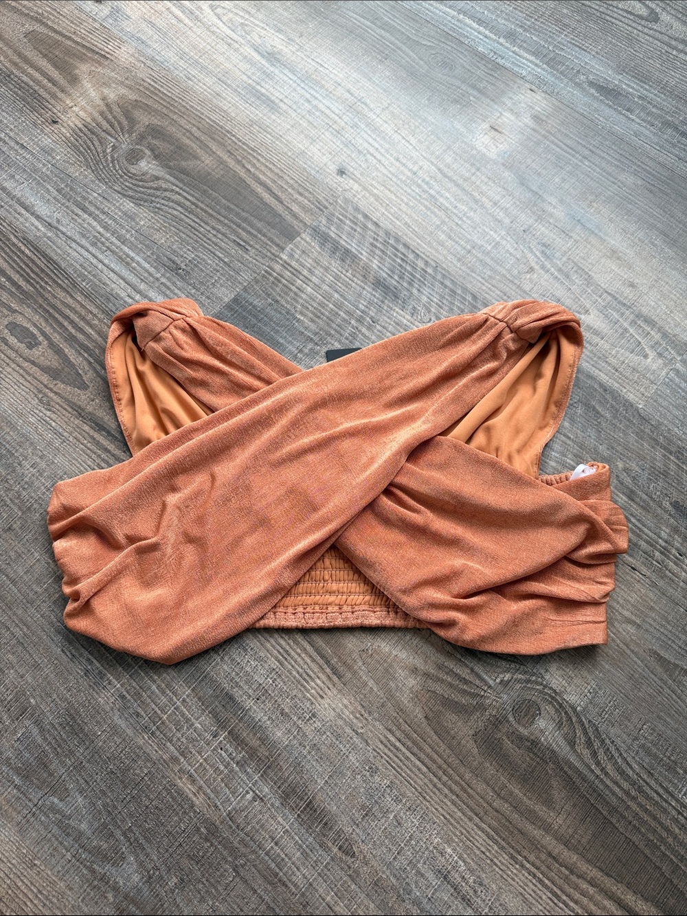 Lulu's Rust-Tone Cross Wrap Crop Top